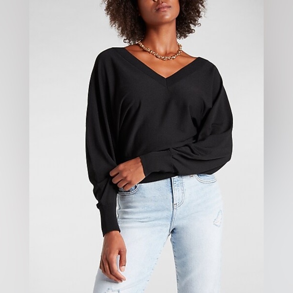 Express V-Neck Dolman Sleeve Sweater